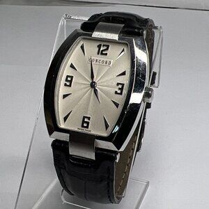 Concord Stainless Steel Swiss Made Quartz Watch 14 G3 1480.2 Black Leather Strap